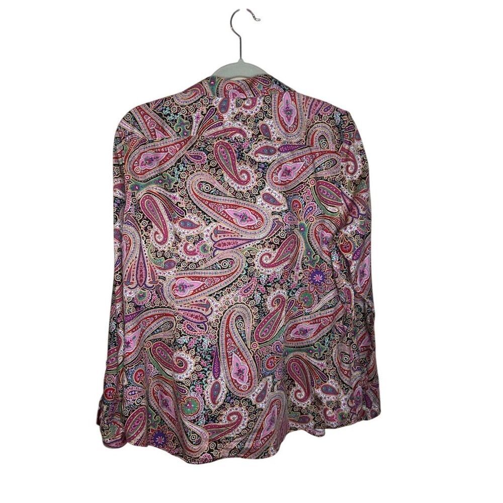 Chaps Women's Plus Petite XL Paisley Button-Up Blouse Multicolor Long Sleeve - Picture 3 of 3